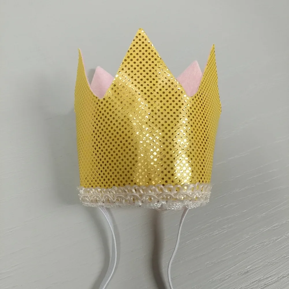 Gold Glitter Crown Headband Baby Toddler Princess Queen Birthday - Picture 7 of 8